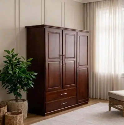 ARMOIRE MELDIANA 3 PTS 2TIRS SAPELE-WHITE INSIDE 