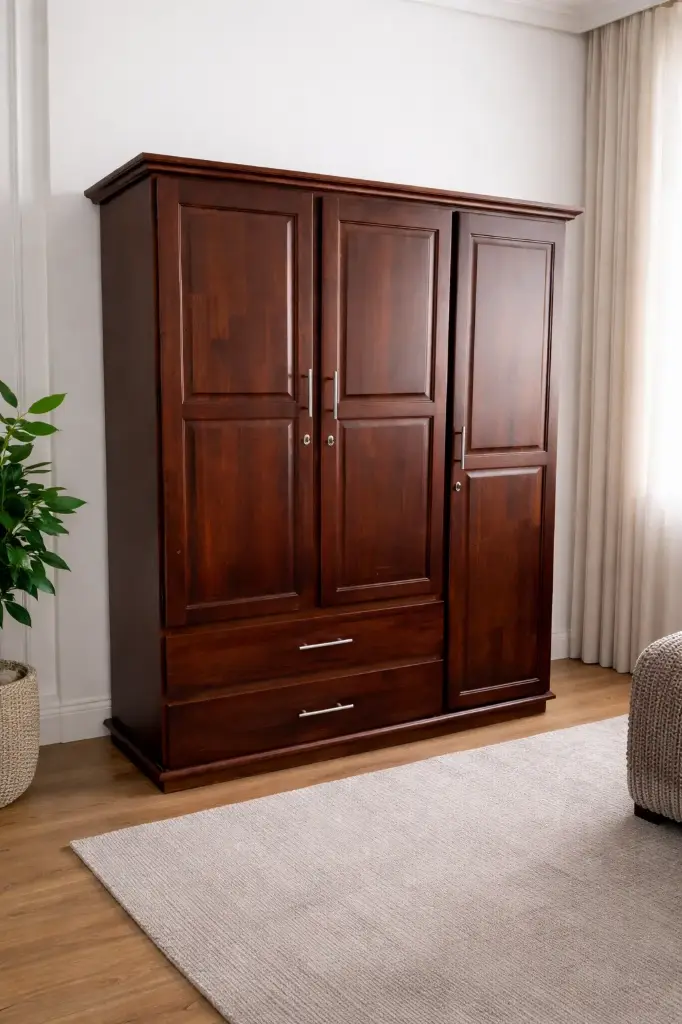 ARMOIRE MELDIANA 3 PTS 2TIRS SAPELE-WHITE INSIDE 