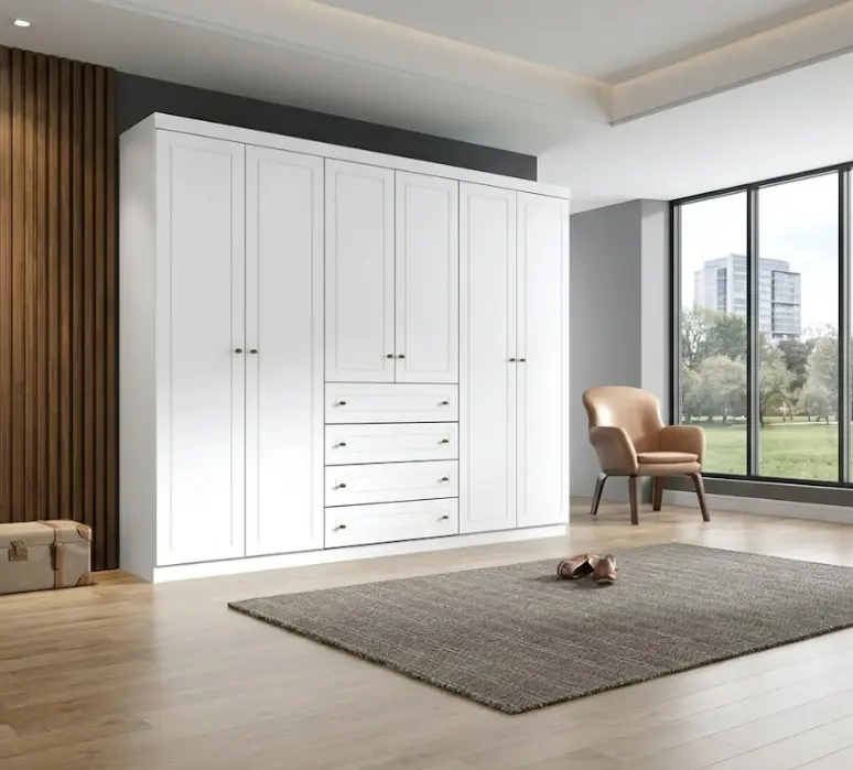 ARMOIRE AMERICANO REF D205-05 (6PC) 4 PTS GRAND + 2PTS PETIT + 4 TIRS WHITE HP