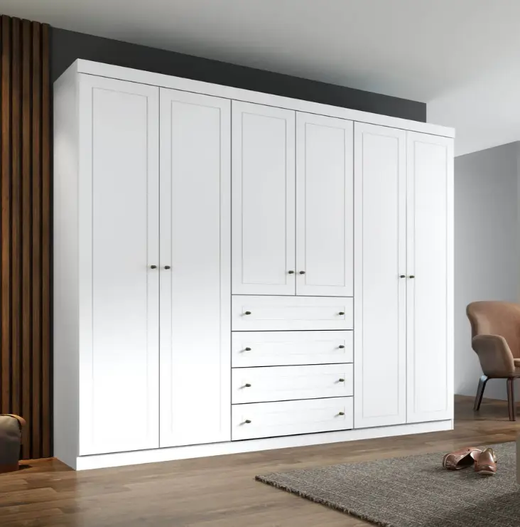 ARMOIRE AMERICANO REF D205-05 (6PC) 4 PTS GRAND + 2PTS PETIT + 4 TIRS WHITE HP