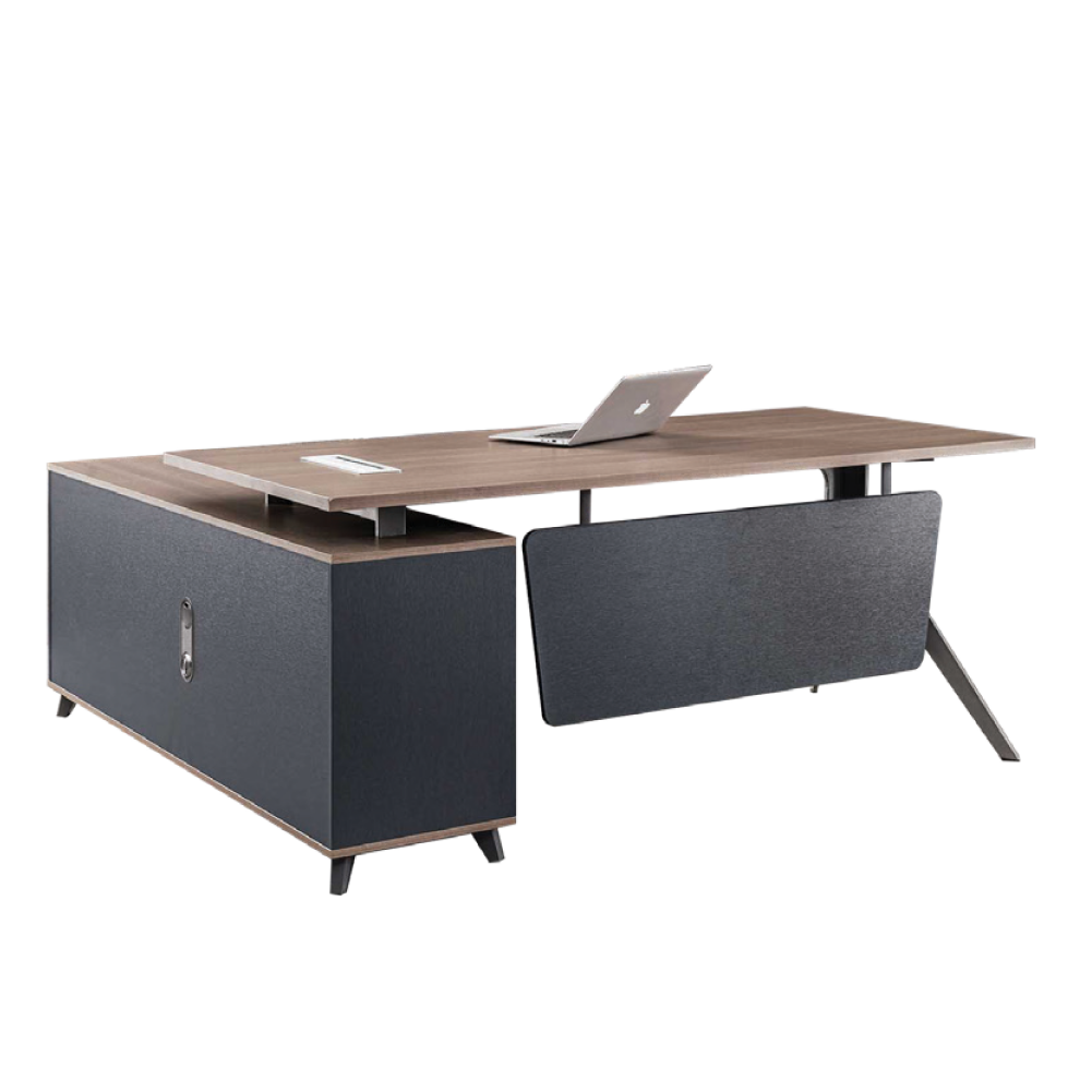 OFFICE TABLE ARRETON REF F23B-18C (5PCS) DESK + SIDE TABLE 2DRWS BEIGE & DARK GREY