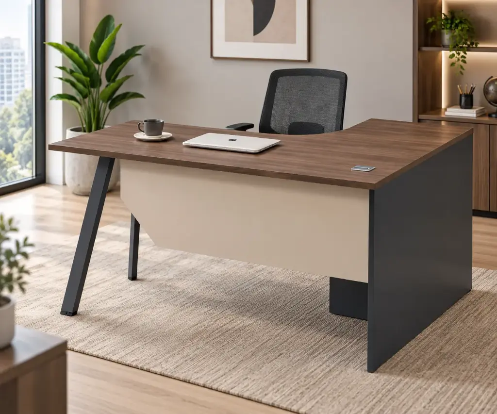 OFFICE TABLE BARTON REF F20A-14AL (3PCS) L SHAPE LEFT TORREYA & DARK GREY