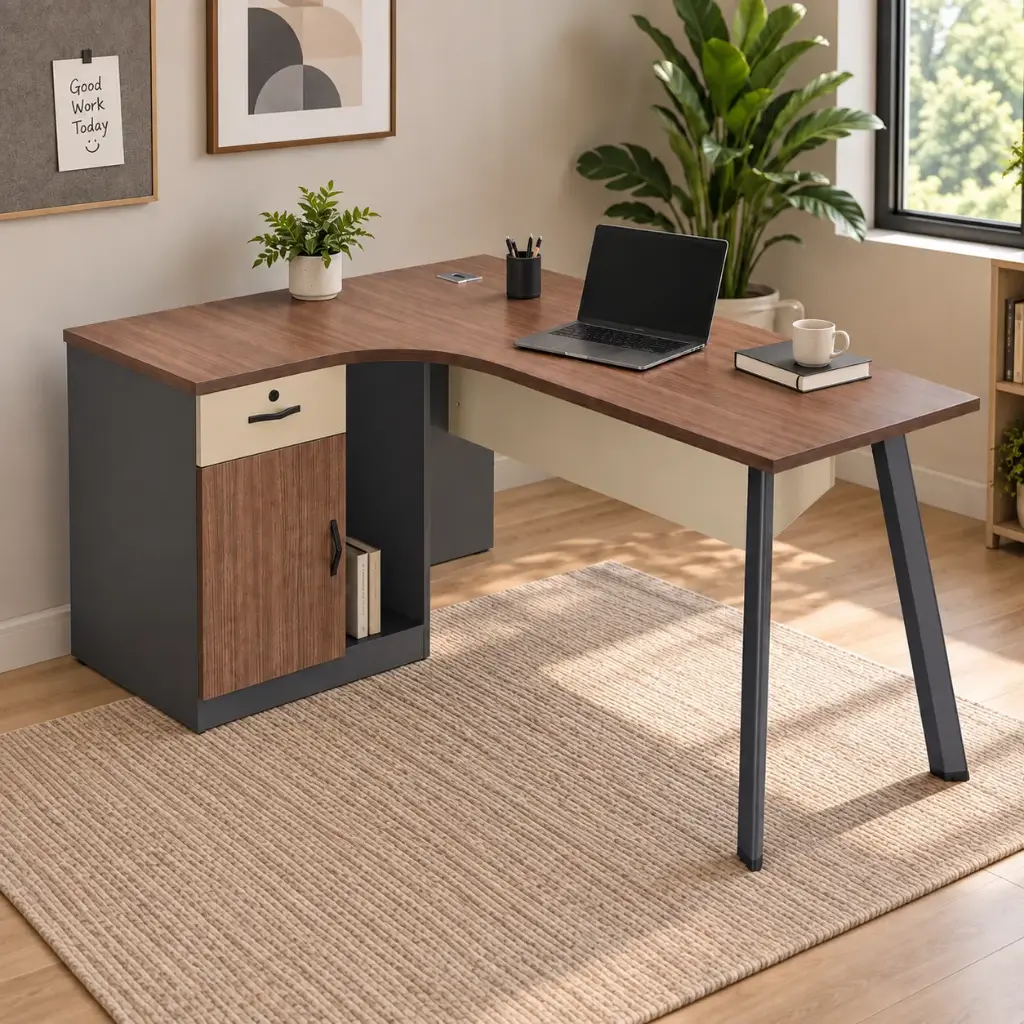 OFFICE TABLE BARTON REF F20A-14AR (3PCS) L SHAPE RIGHT TORREYA & DARK GREY