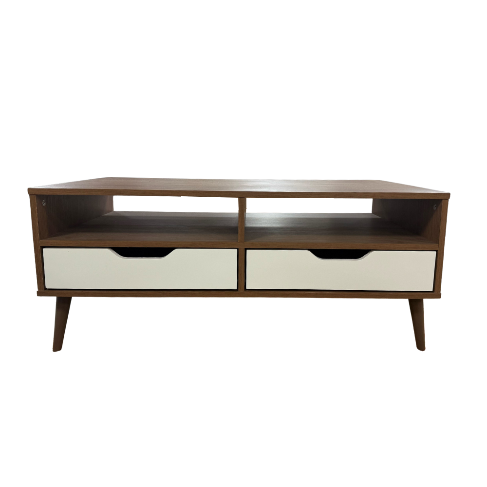 COFFEE TABLE CHICAGO RECTANGLE 2 TIRS CASTANHO / OFF WHITE