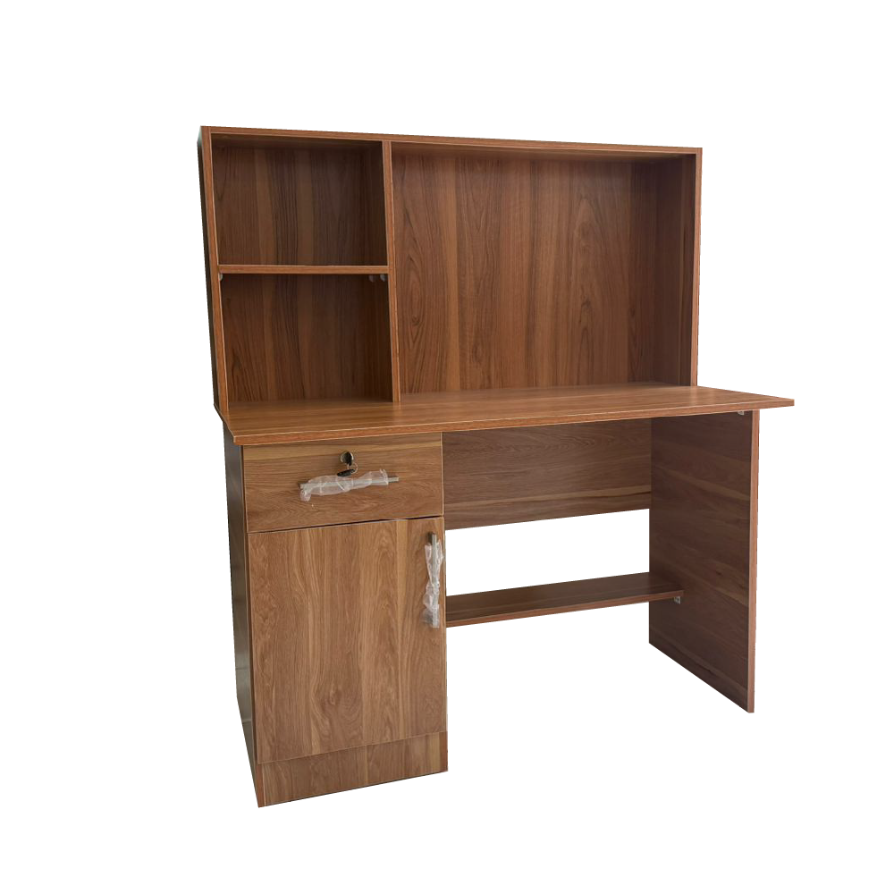 OFFICE TABLE HALIFAX 1 PT +1 TIR+1 SIDE SHELVES REF HL33(LIGHT BROWN)