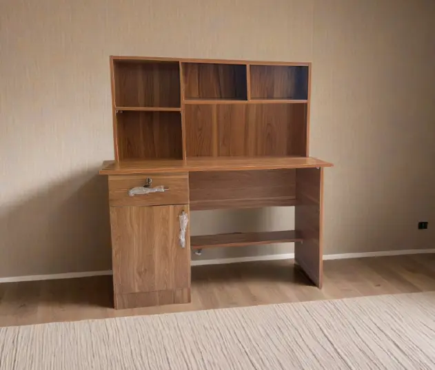 OFFICE TABLE HALIFAX 1 PT +1 TIR+1 SHELVES+COMPARTMENTS REF HL33(LIGHT BROWN)