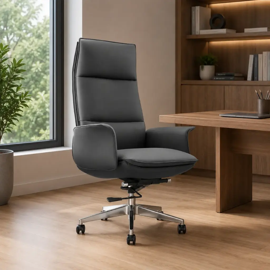 OFFICE CHAIR KATHIE-H HIGH BACK PU BLACK