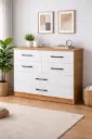 COMMODE LEON 6 TIRS LIGHT GREY HL33 LIGHT BROWN