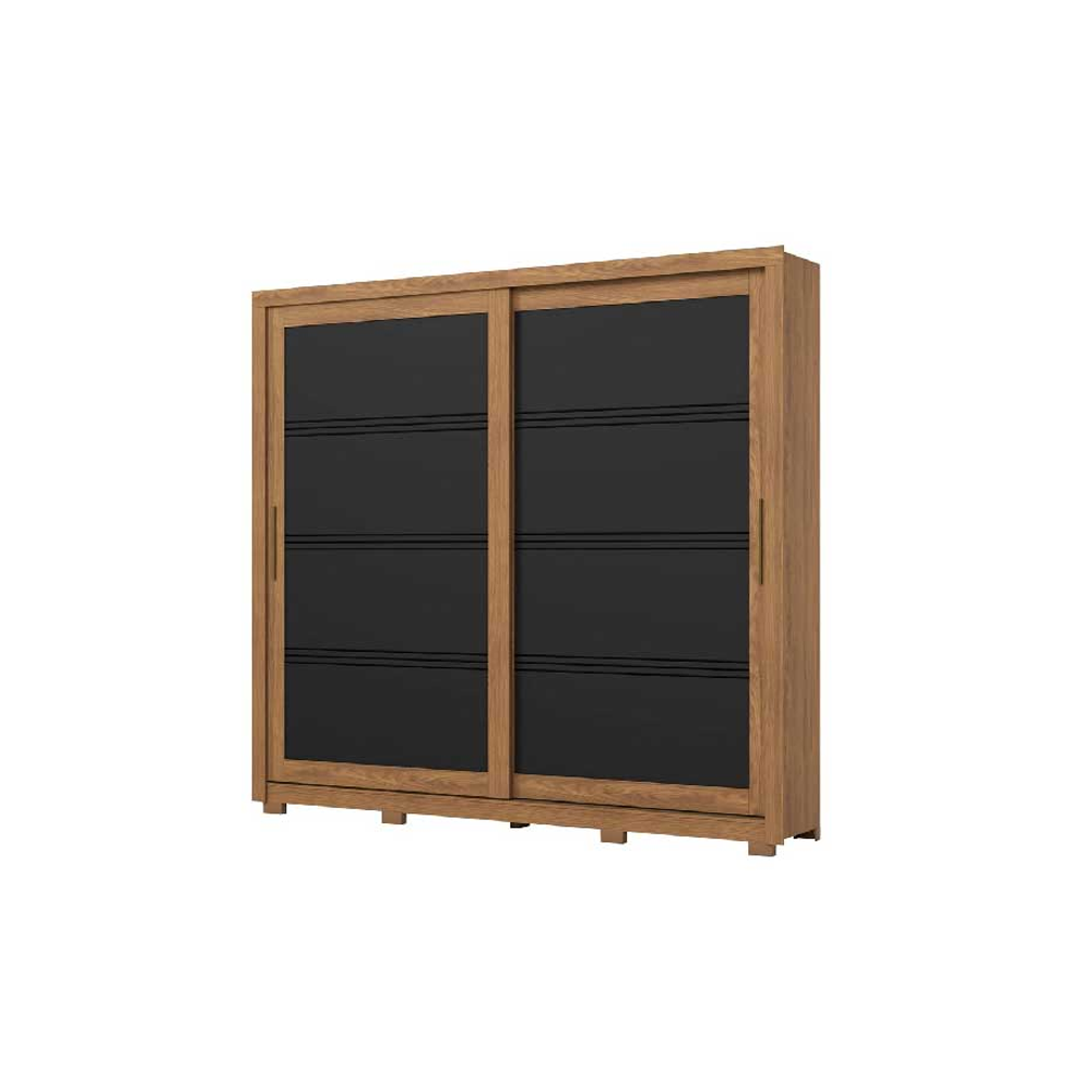 ARMOIRE MEDELLIN REF D326-215 (4PC) 2 PTS SLIDING NATURE / BLACK