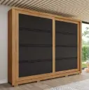 ARMOIRE MEDELLIN REF D326-215 (4PC) 2 PTS SLIDING NATURE / BLACK