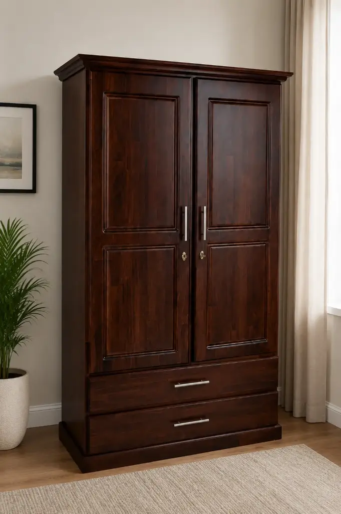ARMOIRE MELDIANA 2 PTS 2TIRS SAPELE-WHITE INSIDE