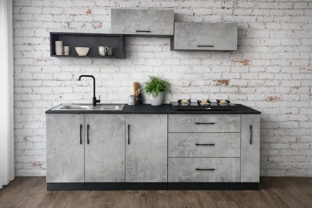 KITCHEN NAOMI SET WITH DOOR LIGHT GREY STONE