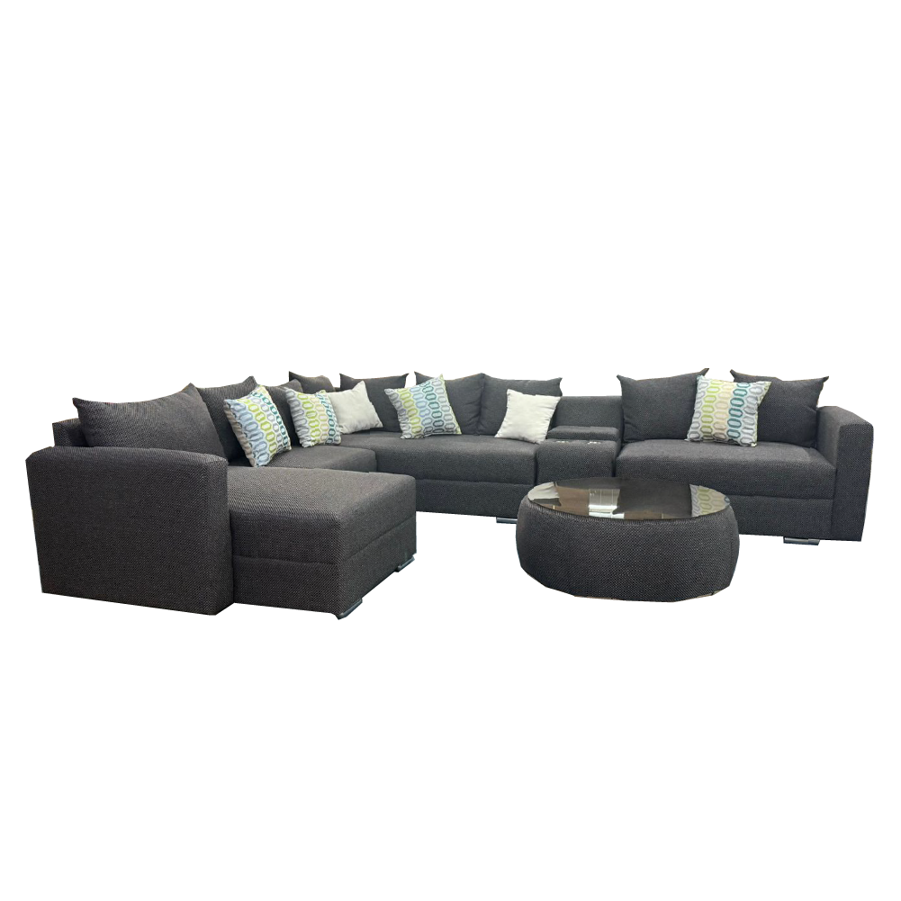 SOFA ROCHER BED LHS L SHAPE POUFF/CUPHOLDER/15 CHS(9 L/4 M/2 S) REF HQ195-1