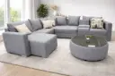 SOFA ROCHER BED LHS L SHAPE POUFF/CUPHOLDER/15 CHS(9 L/4 M/2 S) LIGHT GREY REF WIN 18