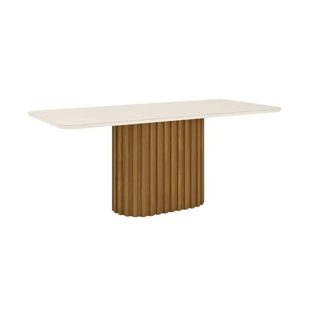 DINING TABLE SOLANA REF SC66-127 8 PLACES RECTANGLE 2000MM GLASS TOP OFF WHITE / NATURE