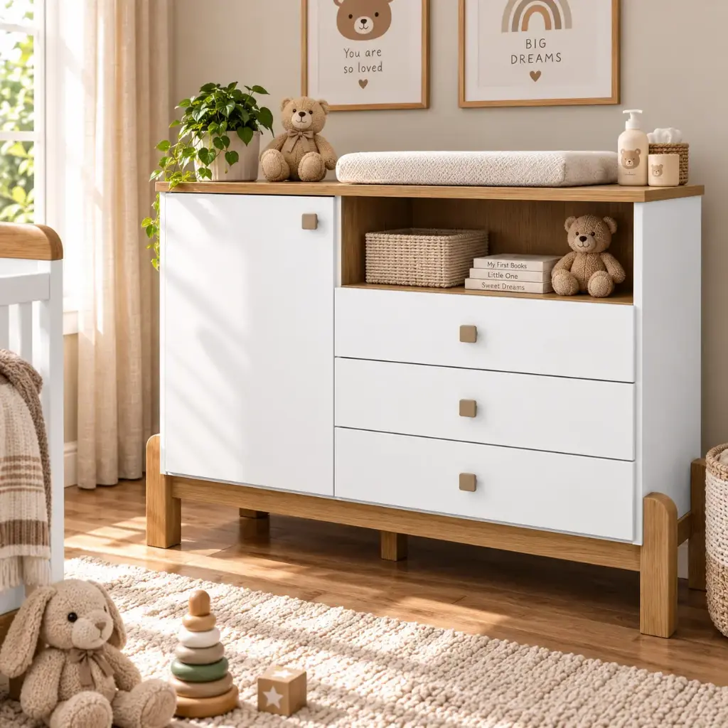 COMMODE TERNURA REF I725-190 3 TIRS 1PT WHITE / JEQUITIBA