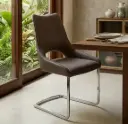 CHAISE TOLEDO REF DC-523 (4 IN 1) DINING SMOKY PU DARK  BROWN