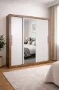 ARMOIRE SANTIAGO (2PC) SLIDING 3PTS SPACE FOR 2 DRAWERS + 1 MIRROR HONEY/OFF/CACAO