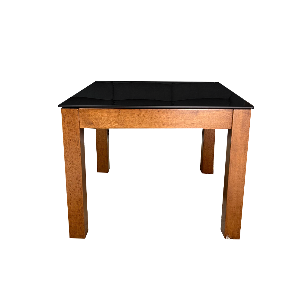 COFFEE TABLE REF B32 SQUARE GLASS ON TOP BROWN