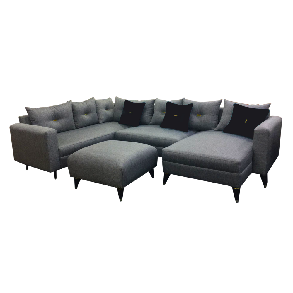 SOFA LUCIANA (LHS)L SHAPE BLACK 7 BIG/3 SMALL  CUSHION 