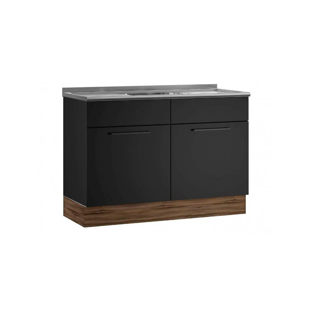 KITCHEN EXCLUSIVE BASE UNIT 2 DRS 2 DRWS WITH SINK GRAPHITE / BLACK 