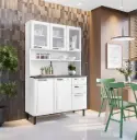 KITCHEN CABINET PRATIKA 3 GLASS DRS UP + 3 PLAIN DRS BOTTOM + 2 DRWS WHITE 