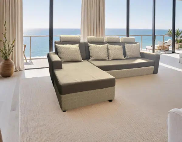 SOFA BED DELFINO II L SHAPE REF SEC60  MECHANISM+4 CUSHIONS DESIGN REF COSMOS 1 DESIGN HQ309-31 MARRON CHOCO 