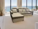SOFA BED DELFINO II L SHAPE REF SEC60  MECHANISM+4 CUSHIONS DESIGN REF COSMOS 1 DESIGN HQ309-31 MARRON CHOCO 