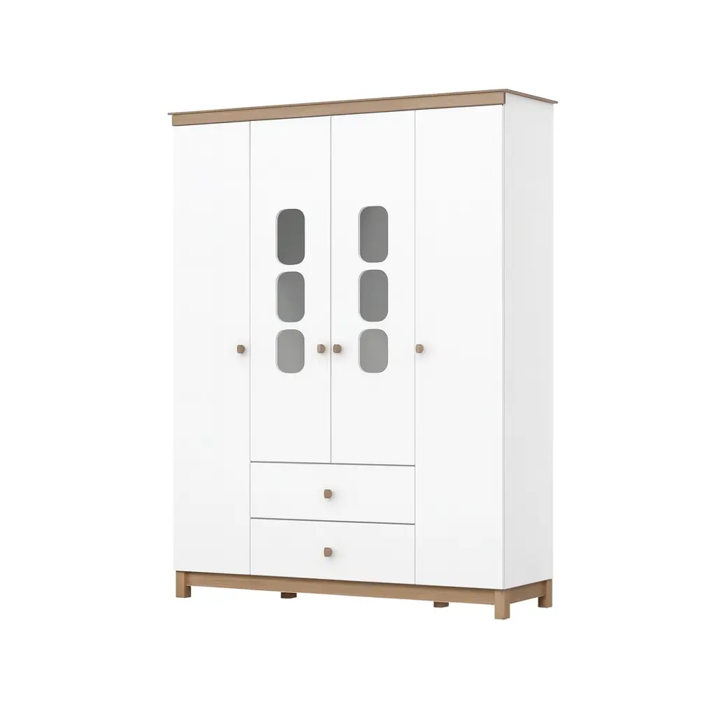 ARMOIRE ACONCHEGO REF I129-190 4PTS WHITE/JEQUITIBA HP