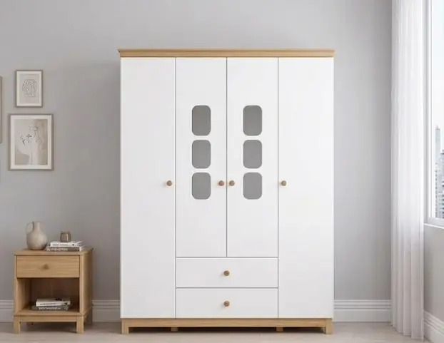 ARMOIRE ACONCHEGO REF I129-190 4PTS WHITE/JEQUITIBA HP