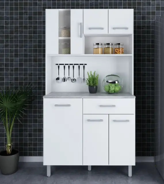 KITCHEN SET LUZIANIA REF CS1015 4PTS / 2 FLAPS / 1 TIR WHITE