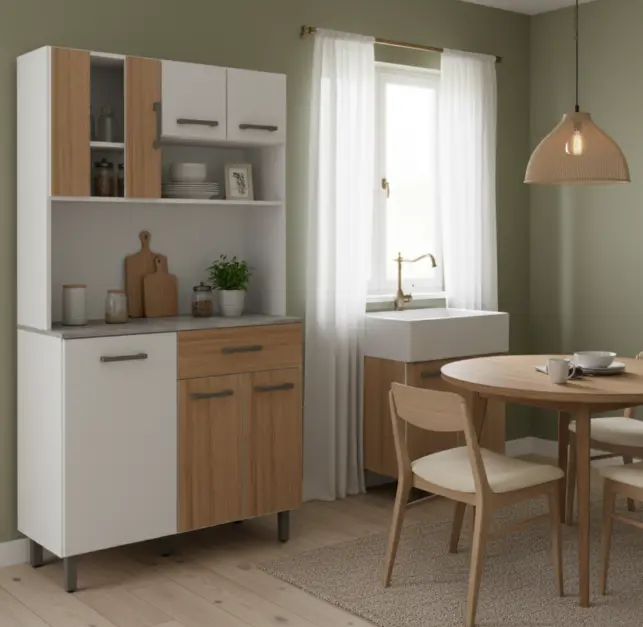 KITCHEN SET LUZIANIA REF CS1015 4PTS / 2 FLAPS / 1 TIR ALMOND/WHITE 