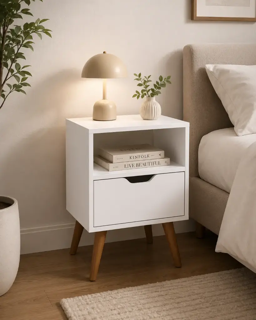 TABLE DE NUIT SALTO REF CM8036 1 TIR WHITE - OWN DELIVERY