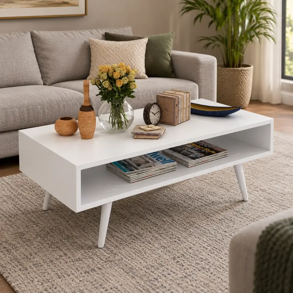 COFFEE TABLE OLINDA II REF MC2230 RECTANGLE WHITE 