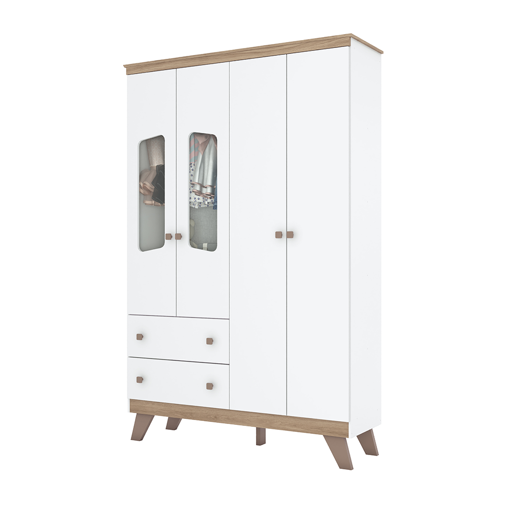 ARMOIRE CONFETE REF I125-190 4PTS WHITE / JEQUITIBA