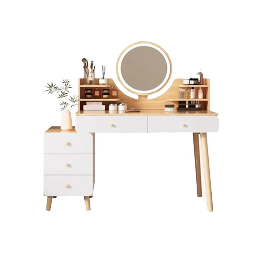 VANITY TABLE BEATTY 5 DRWS + MIRROR BROWN