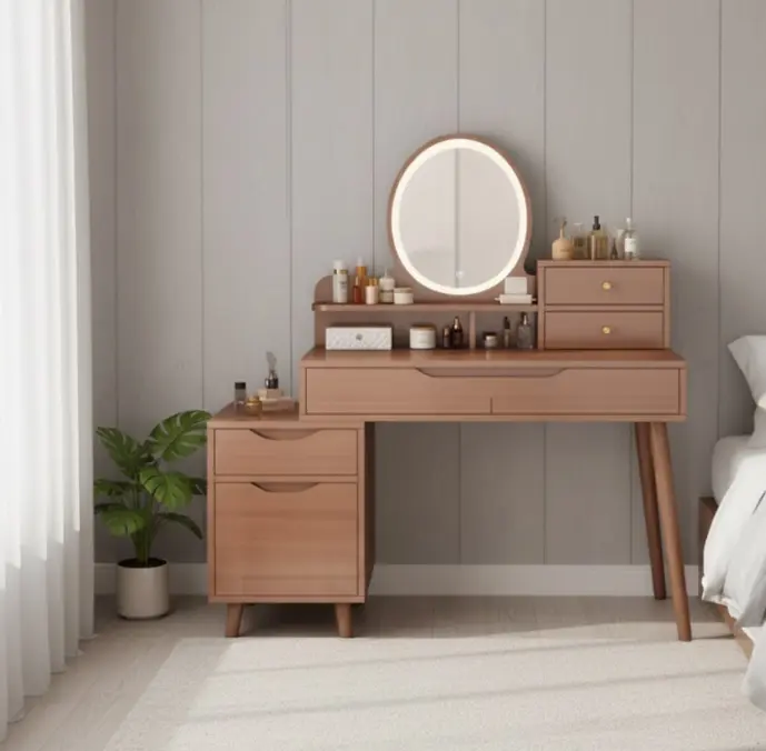 VANITY TABLE WENDEN 4 DRWS + MIRROR BROWN
