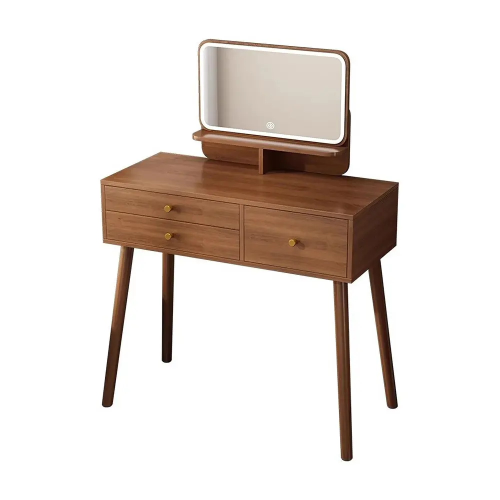 VANITY TABLE SALOME 3 DRWS + MIRROR BROWN