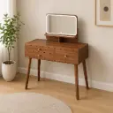 VANITY TABLE SALOME 3 DRWS WITH LED LIGHT + MIRROR BROWN