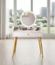 VANITY TABLE BLYTHE 1 DRW + MIRROR WHITE WITH LED LIGHT