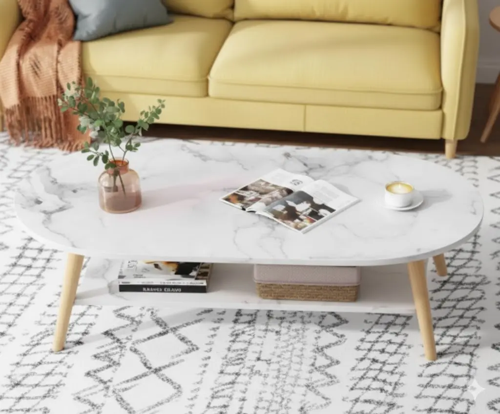 COFFEE TABLE STANTON OVAL WHITE 
