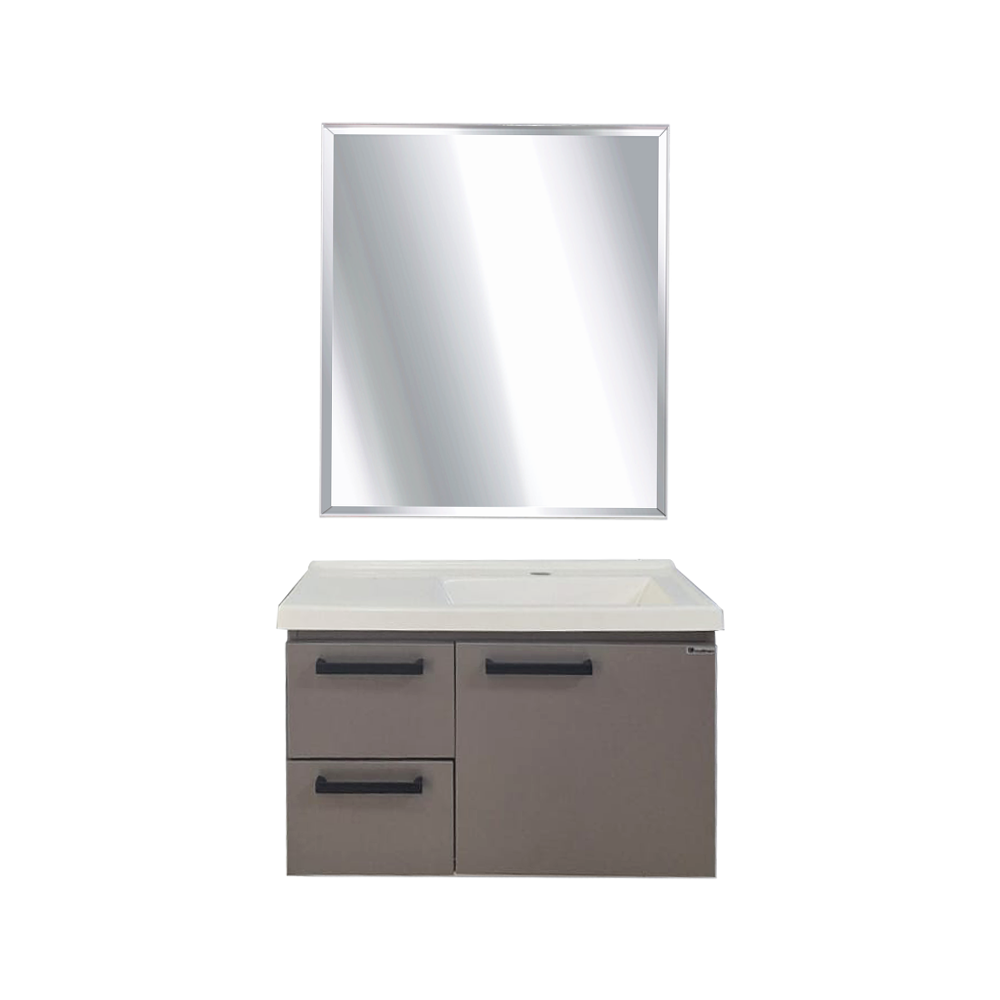 DRESSER 1 DR 2DRWS ROMA STEEL + CULTURED MARBLE WHITE WASH BASIN GREY