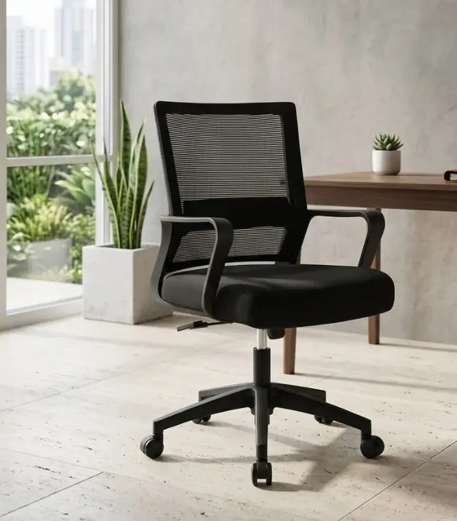 OFFICE CHAIR EMMA - M (2 IN 1) MEDIUM BACK MESH BLACK 