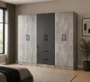 ARMOIRE NANCY 6 PTS GREY TABLETTE/PENDERIE DRAWERS
