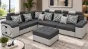 SOFA ALBERTA L SHAPE BED+4 POUFF+6BIG/2SMALL CUSHIONS GREY