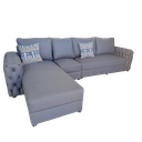 SOFA CHESTERFIELD II LHS CORNER GREY 4 BIG /2 SMALL ABSTRACT CUSHION