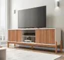 MEUBLE TV TANNEN 2 PTS SLAT SLIDING 1.8 TV 72" FREIJO/OFF WHITE 