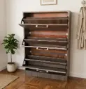 SHOE RACK DAX 3 SHELVES WITH MECHANISM LIGHT BROWN