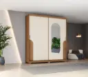 ARMOIRE TALLES REF D335-127 2PTS SLIDING 1 MIRROR NATURE / OFF WHITE