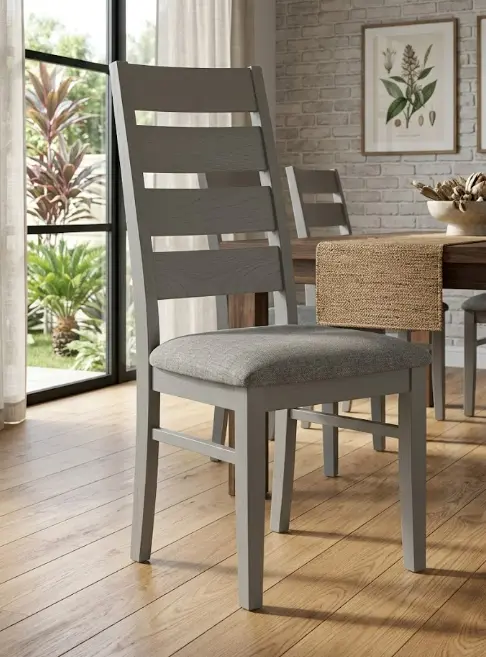 DINING CHAISE DENMARK ANTIQUE GREY FABRICS DARK BROWN